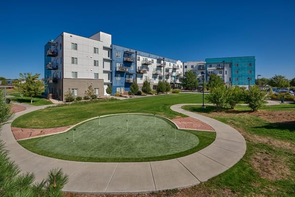 Exterior view of Innovage Senior Living buildings and lawn