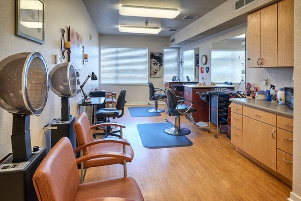 Interior of a hair salon at the facility