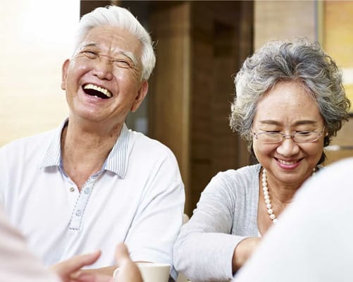 Two residents enjoying a bright moment together