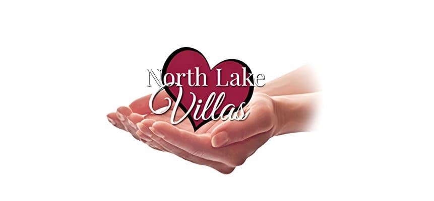 Logo for North Lake Villas with hands and heart graphic