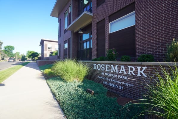 Exterior view of Rosemark At Mayfair Park with signage