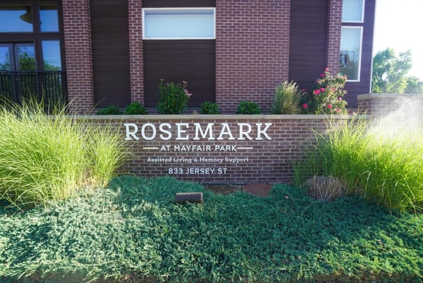Logo of Rosemark at Mayfair Park on a sign