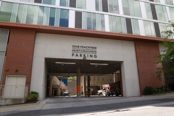 Exterior view of Heartis Buckhead parking entrance