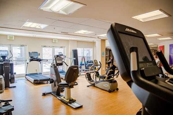 Interior of a fitness room with exercise equipment