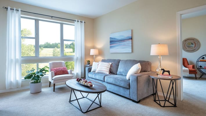 Cozy interior living space with natural light