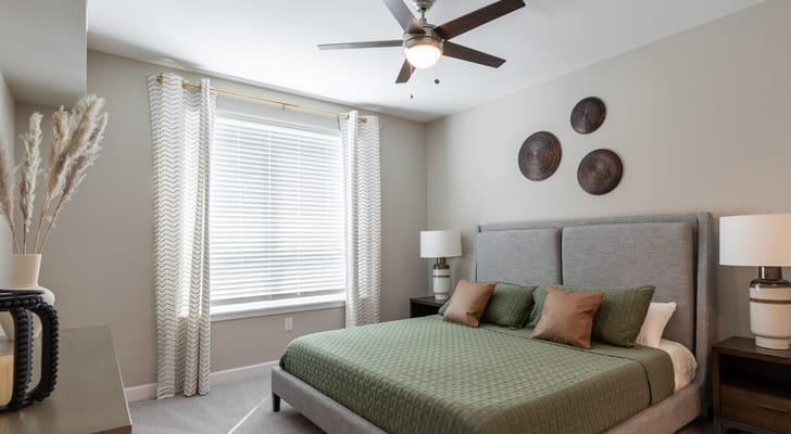 Stylish private bedroom with modern furnishings