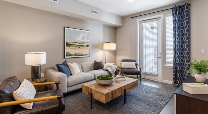 Brightly lit lounge area with comfortable seating