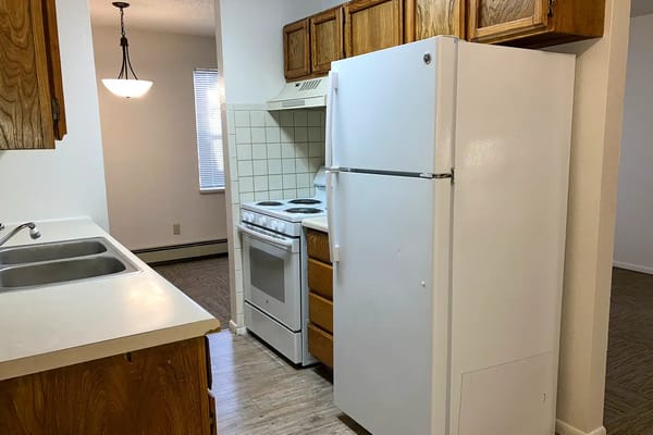 Interior view of a kitchen in a senior apartment