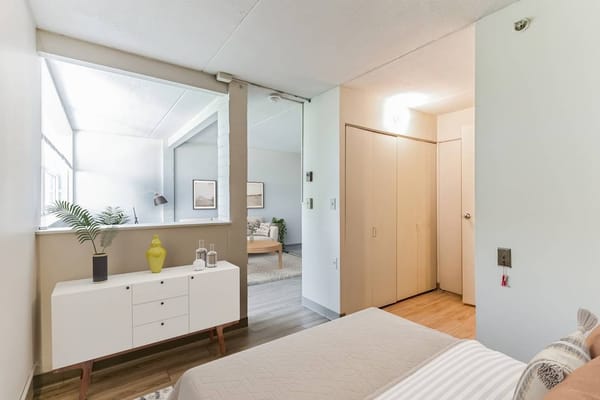 Brightly lit private room with modern decor