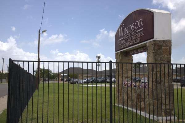 Exterior view of Windsor Nursing and Rehabilitation Center sign