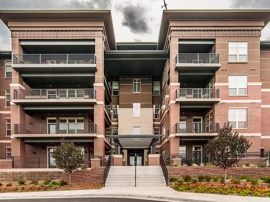 Exterior view of the residential building at Amberley at Inverness