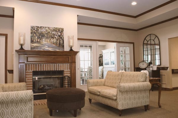 Cozy interior common area with seating and decor