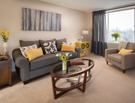 Cozy living room setup with comfortable furniture