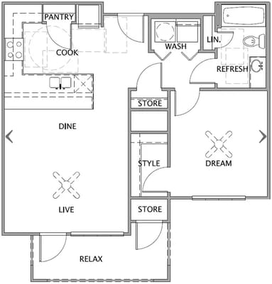 Architectural floor plan of an apartment layout