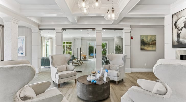 Bright and modern common area with seating