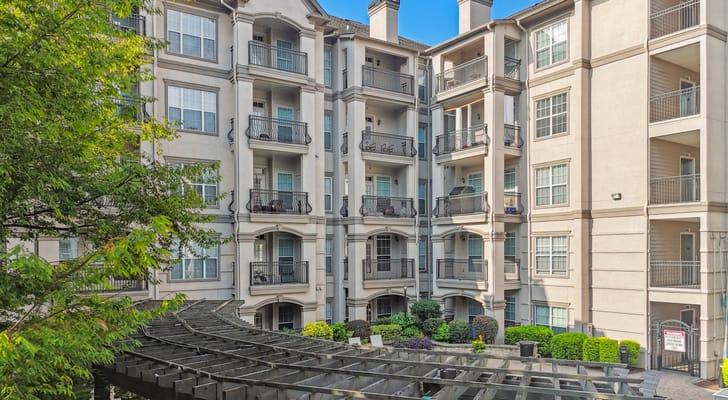 Exterior view of a senior living facility with balconies