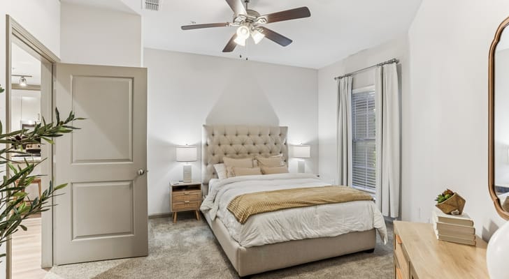 Cozy private resident bedroom with a modern decor