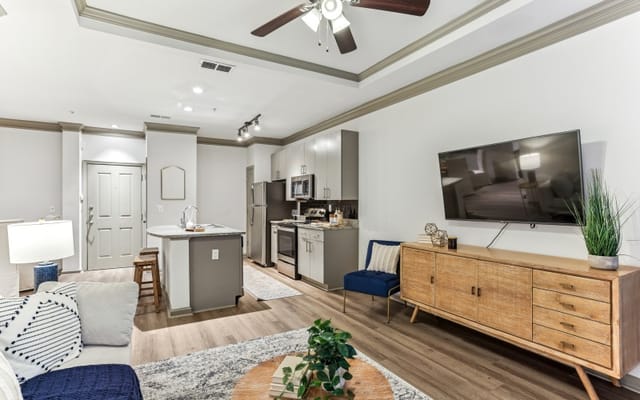 Modern living room in a senior living facility