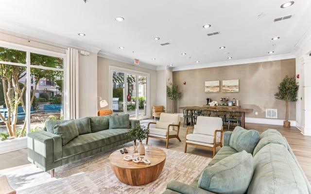 Bright common area with comfortable seating