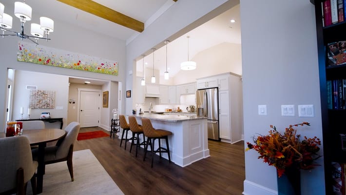 A modern interior view of a senior living space