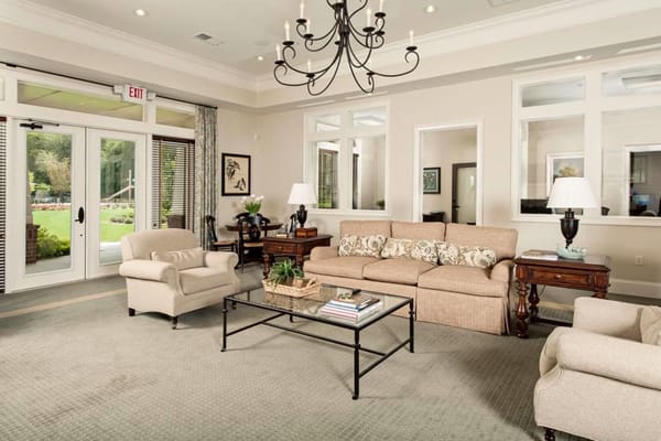 Comfortable living room with seating and natural light