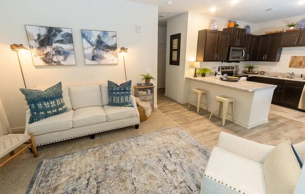 Cozy interior of a resident living space with modern decor