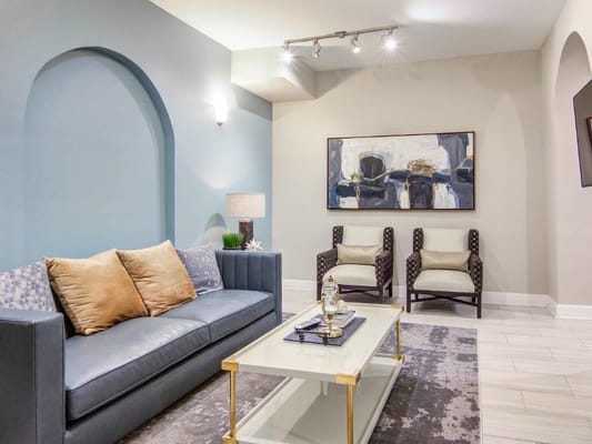 Comfortable interior lounge area with seating