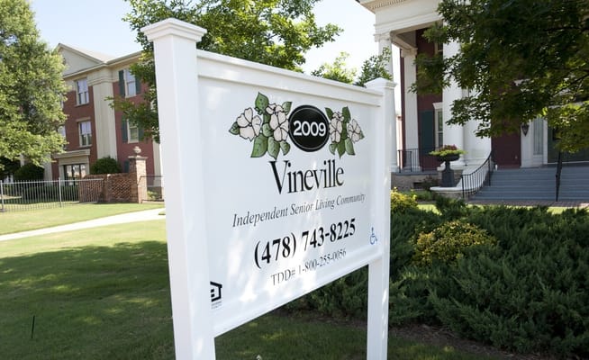 Sign for Vineville Senior Living Community located at 2009 Vineville Ave.