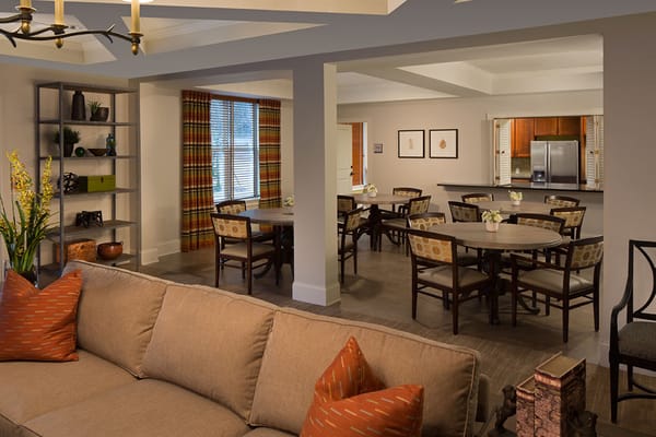 Common area with seating and dining tables