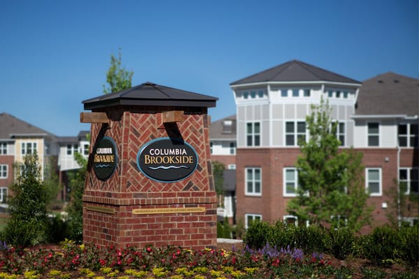 Exterior view of Columbia Brookside Senior Residences sign