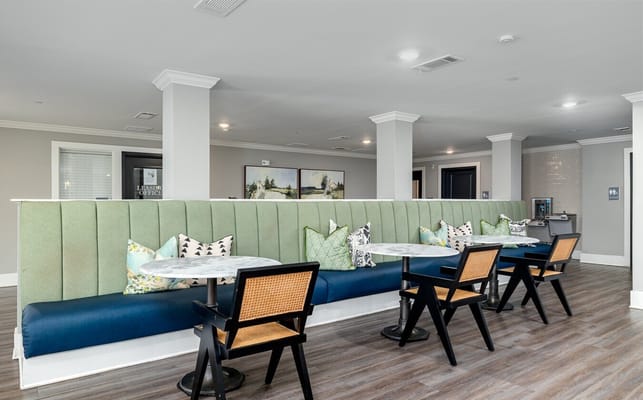 Stylish common seating area in a modern facility