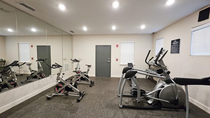 Exercise room with gym equipment