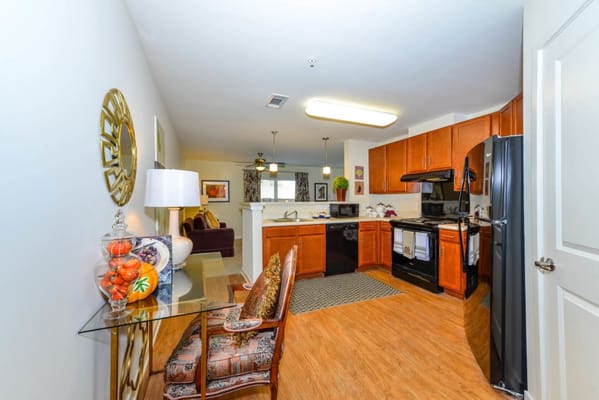 Interior view of a kitchen area in a resident suite
