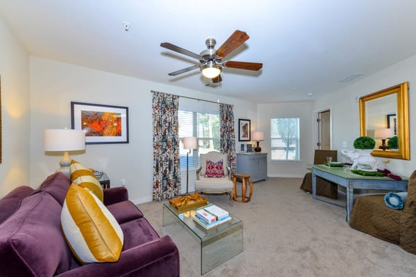 Cozy interior living room with comfortable seating and decor