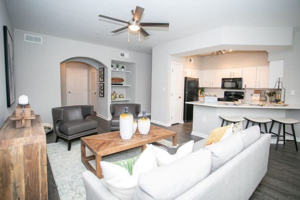 Bright interior living space with modern decor