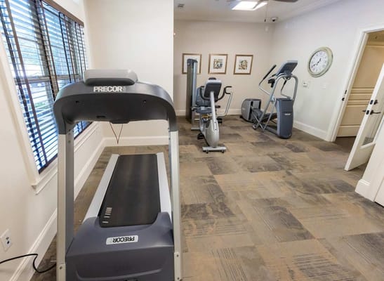 Fitness room with exercise equipment