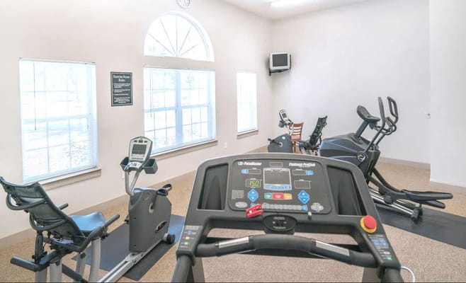 View of an exercise room with fitness equipment