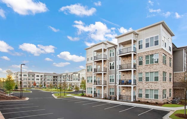 Modern residential buildings at StonePointe Senior Living