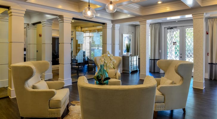 Bright common area with stylish seating