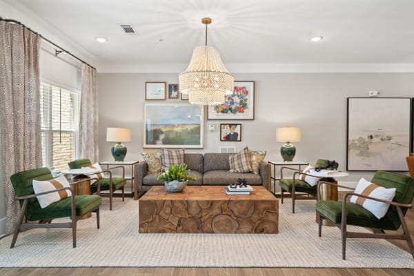 Cozy lounge area with comfortable seating and decor