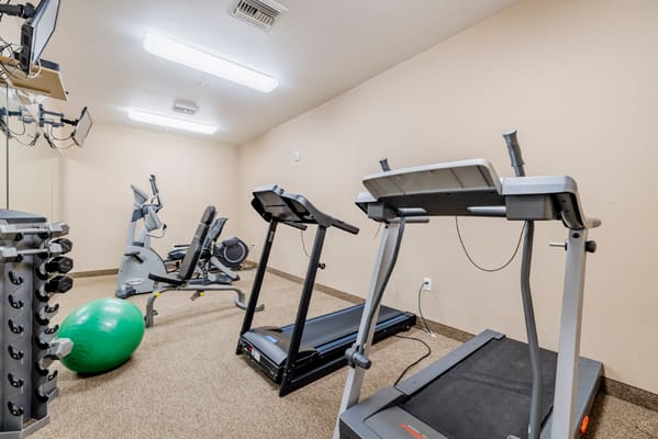 Interior fitness area with exercise equipment