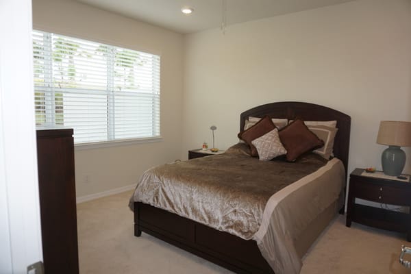 Cozy bedroom setup in a senior living unit