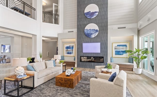 Interior view of a welcoming common area with seating