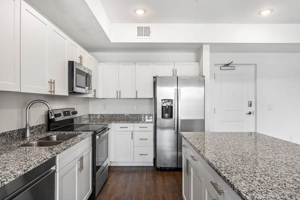 Well-equipped modern kitchen in a senior living facility