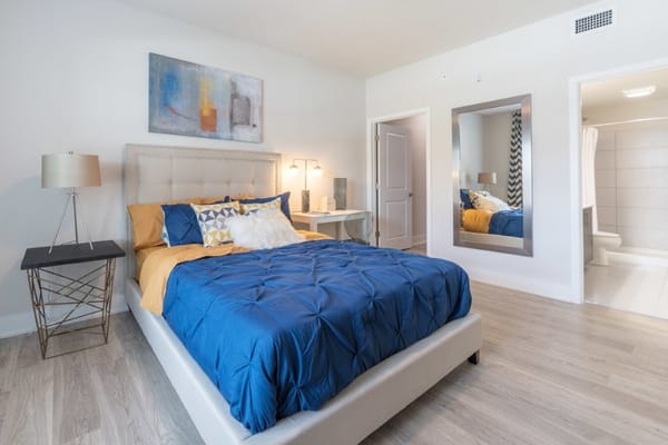 Bright, modern bedroom with stylish decor