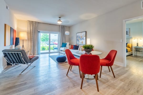 Bright and inviting common area with modern decor