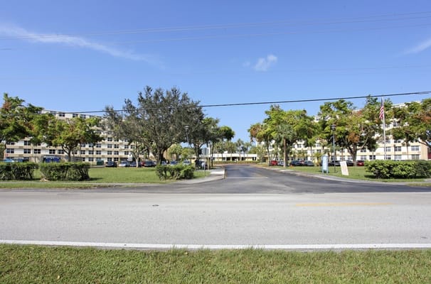 Entrance view of St. Andrews Towers senior living community