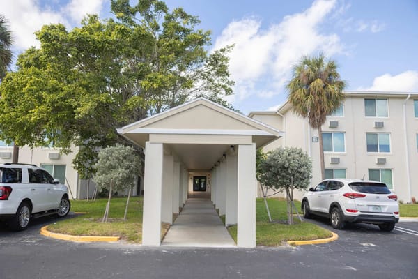 Pathway leading to the building entrance