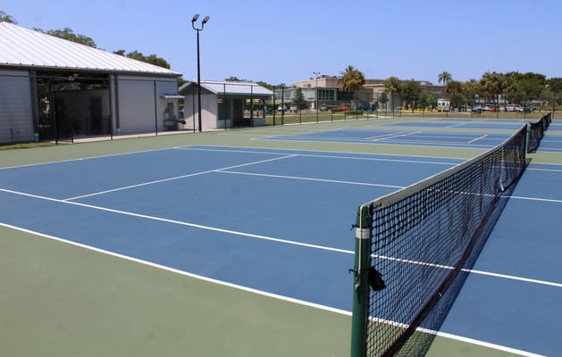 Tennis courts in an outdoor recreational area