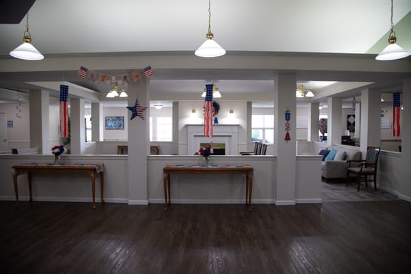 Common area decorated for a celebration